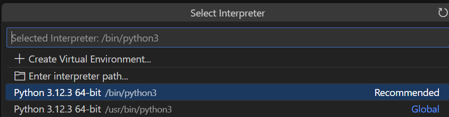 Select Python interpreter
